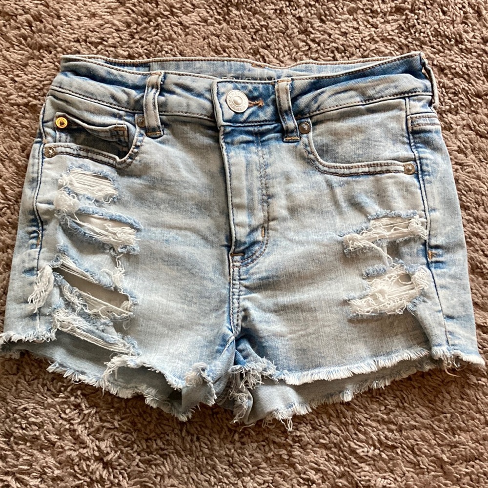 EUC American Eagle Hi Rise Shortie Denim Shorts Size 4
